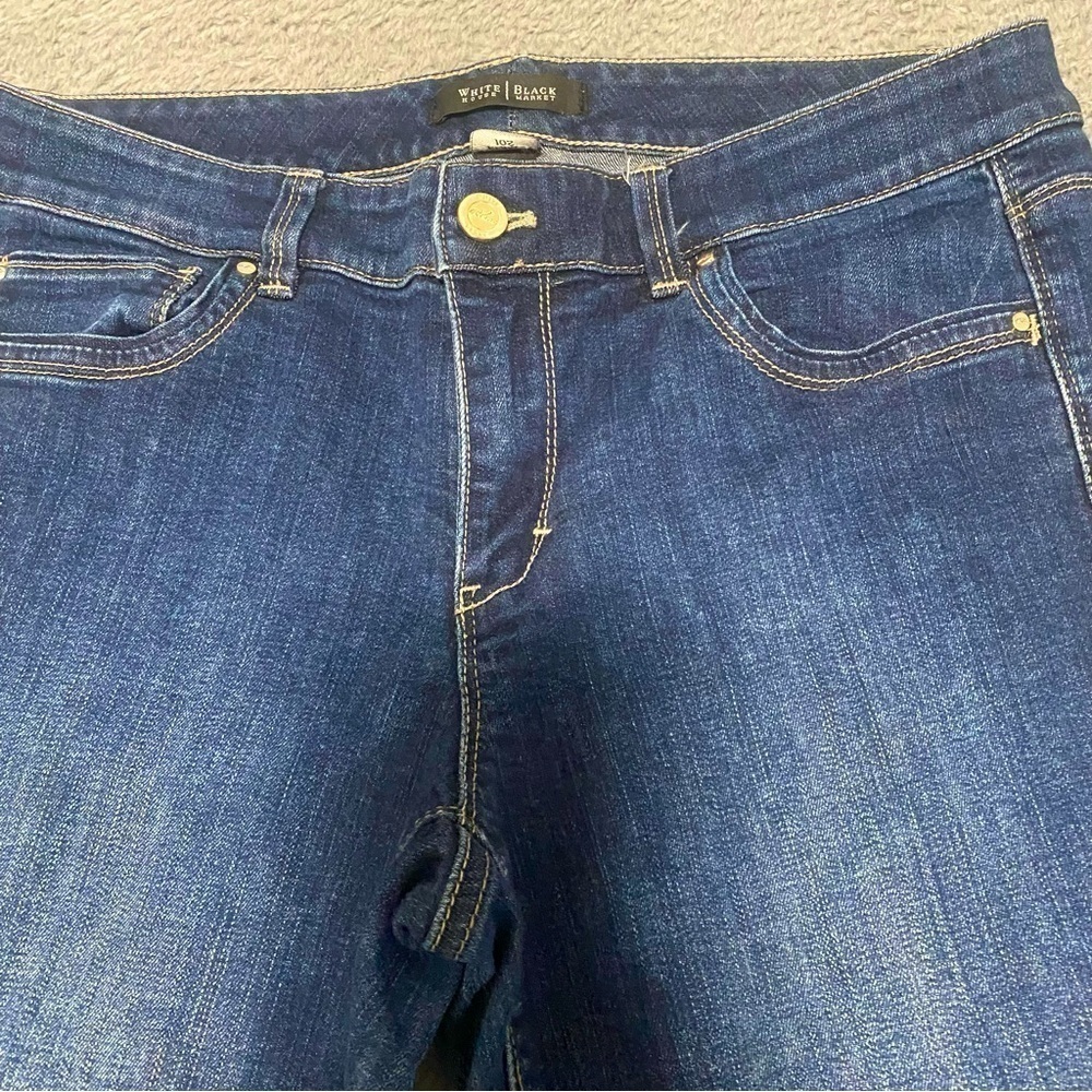 White House Black Market Blanc 10S Slim Ankle Dark Wash Jeans Feel Beautiful - Picture 2 of 13